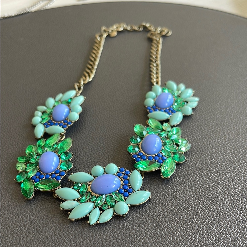 J. Crew Blue and Green Floral Necklace
